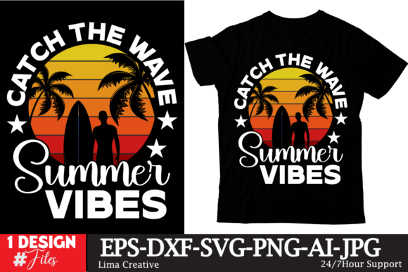 Catch the Wave Summer Vibes Retro T-shirt T-Shirt Designs