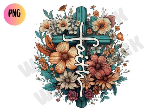 Faith Cross Png for T-Shirt Designs