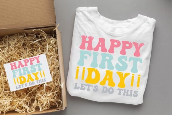 Happy First Day Groovy Svg Design for T-Shirt Designs